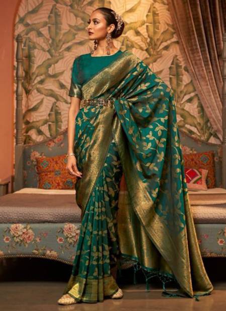Green Colour RAJTEX KAAFILA Heavy Wedding Wear Silk Designer Latest Saree Collection 249002